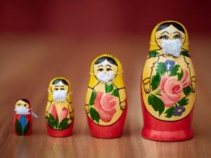 Nesting dolls with facemasks